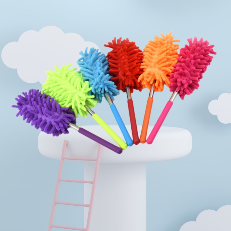 Mini Stainless Steel Telescopic Duster, Automotive Household Dust Removal Tool, Electrostatic Cleaning Brush gray