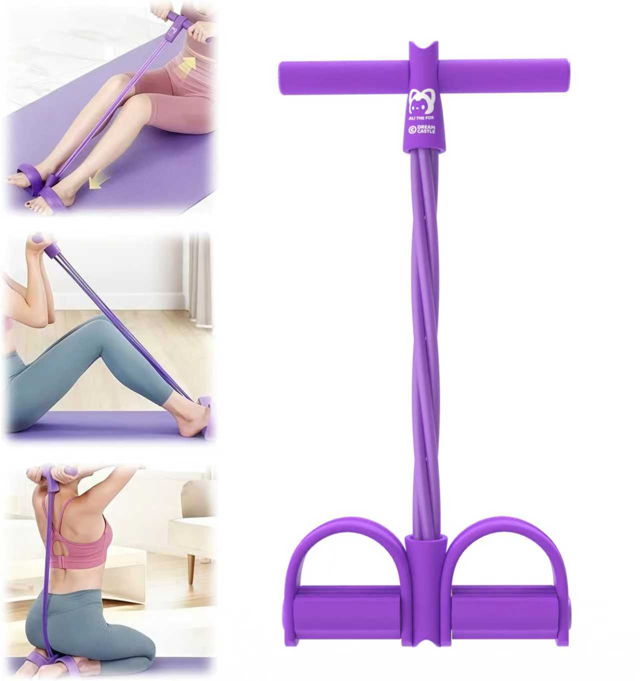 Strength Training Resistance Bands Set With Ankle Straps, Handles | Yoga & Home Gym Equipment For Men & Women purple