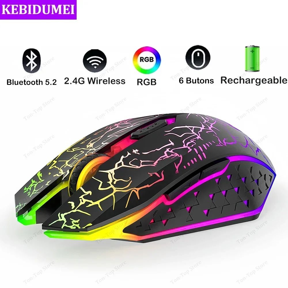 GlowSilent Dual Mode Bluetooth 5.2 Wireless Gaming Mouse With RGB Backlight 2.4g Bt5.2 White