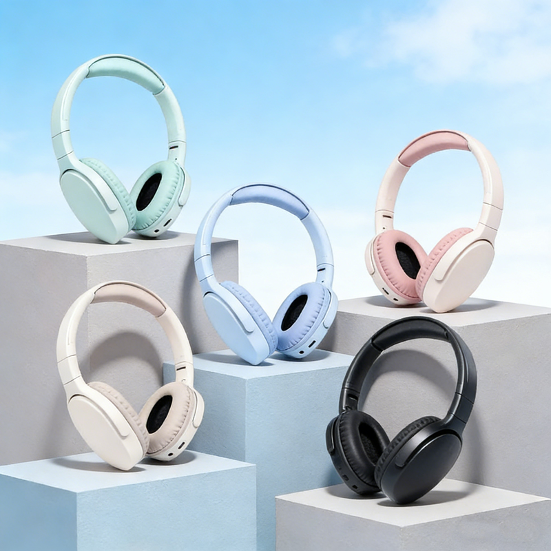Fashionable Bluetooth Wireless Headphones Over Ear Deep Bass Sports Stereo HiFi Sound, Long Battery Life pink