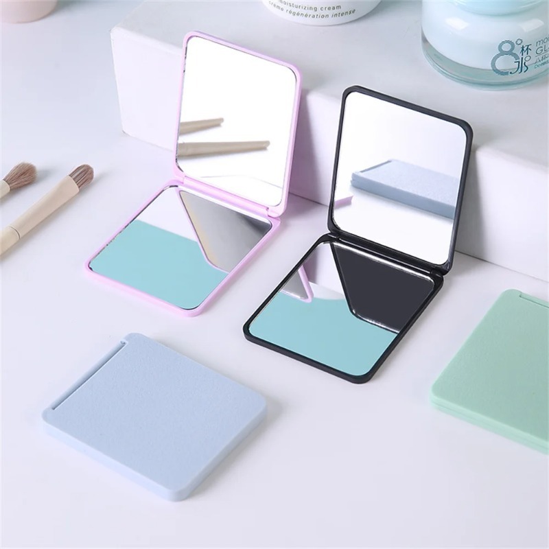 Compact Mirror Foldable Makeup Mirror, Portable Double Sided For Dorms And Travel black