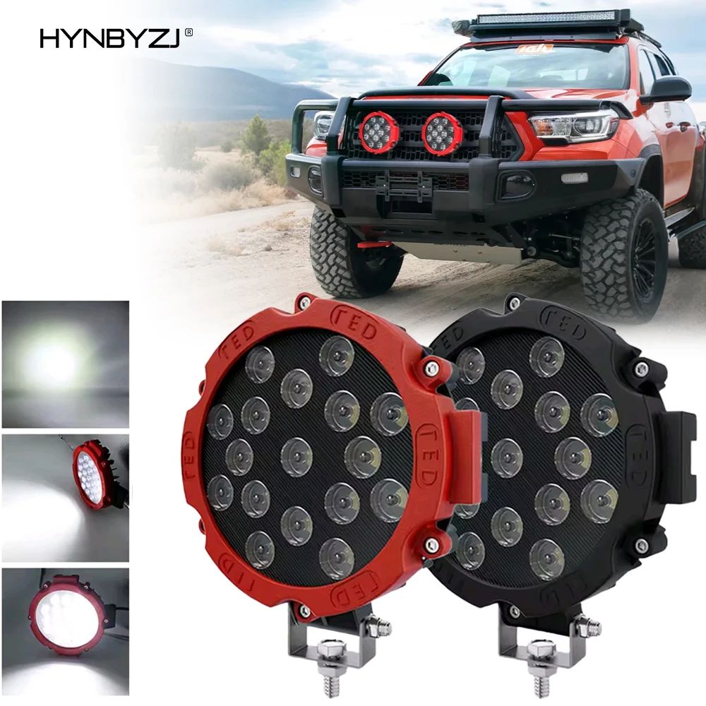 HYNBYZJ 100W Off Road LED Work Light Spot Beam IP68 Waterproof Auxiliary Lamp For Trucks & Jeeps 1pc Red Case