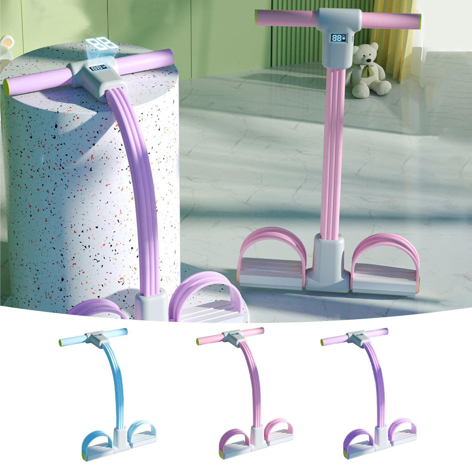 Workout Pedal Puller, Fitness Pedal Resistance Band, LED Display Yoga Strap Tension Rope For Elastic Exercise blue