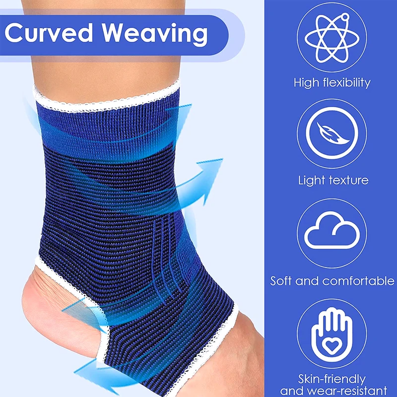 Elastic Breathable Ankle Support Sleeves For Sports & Injury Protection gray