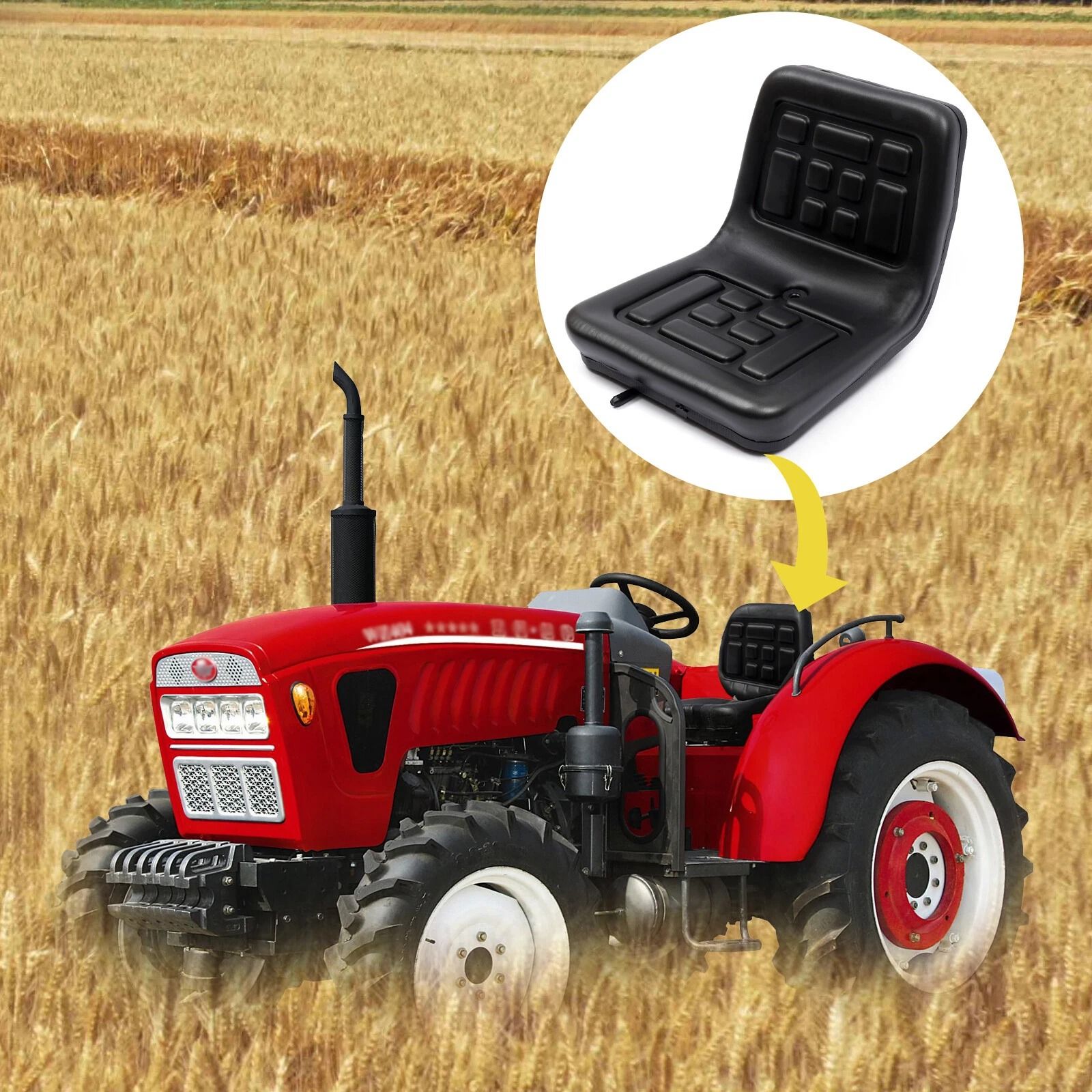 Black Tractor Seat With Brackets For Mower, Dumper Digger, Universal Compact Fit Black Tractor Seat With Brackets For Mower, Dumper Digger, Universal Compact Fit