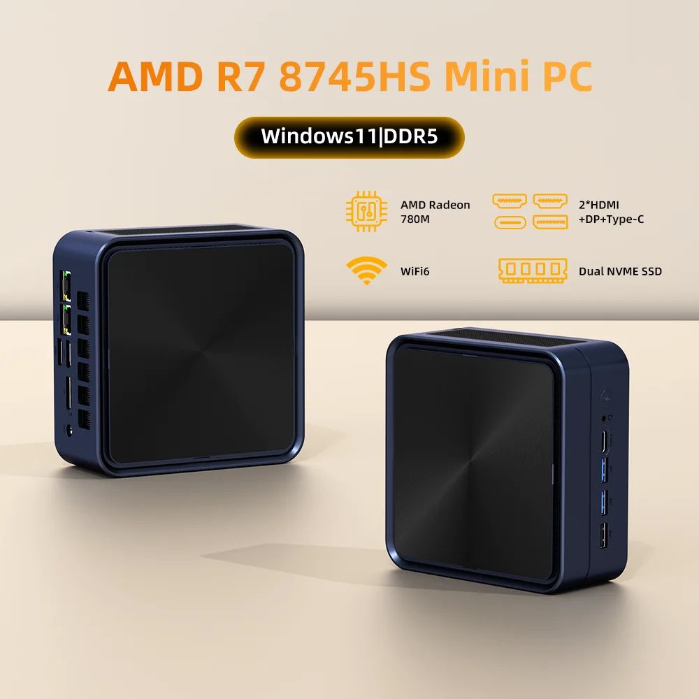 ZXIPC Ryzen Mini PC Compact Desktop With DDR5 And 4K Support zhr R7 7840hs 8g Ram 256g Ssd