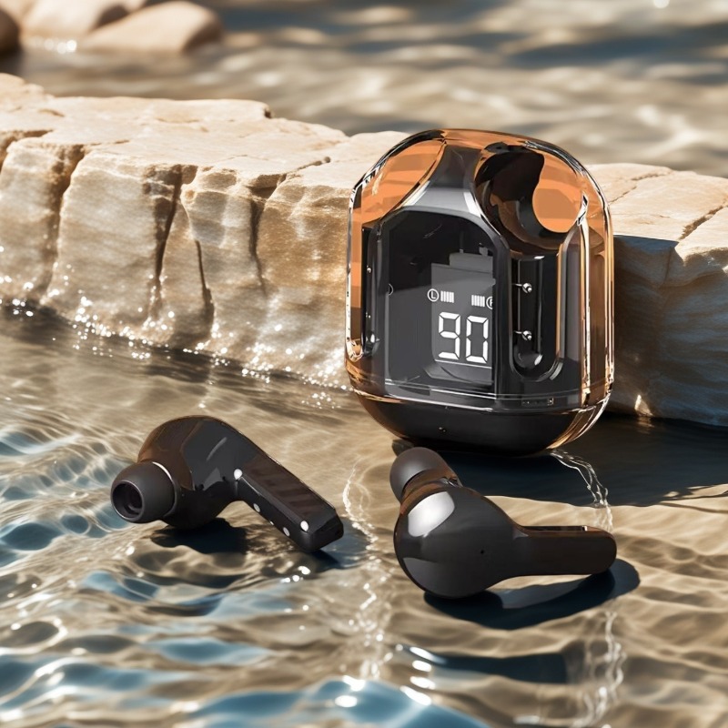 Wireless Mini Earbuds With LED Power Digital Display TWS Bluetooth Headphones For Stereo Sound green