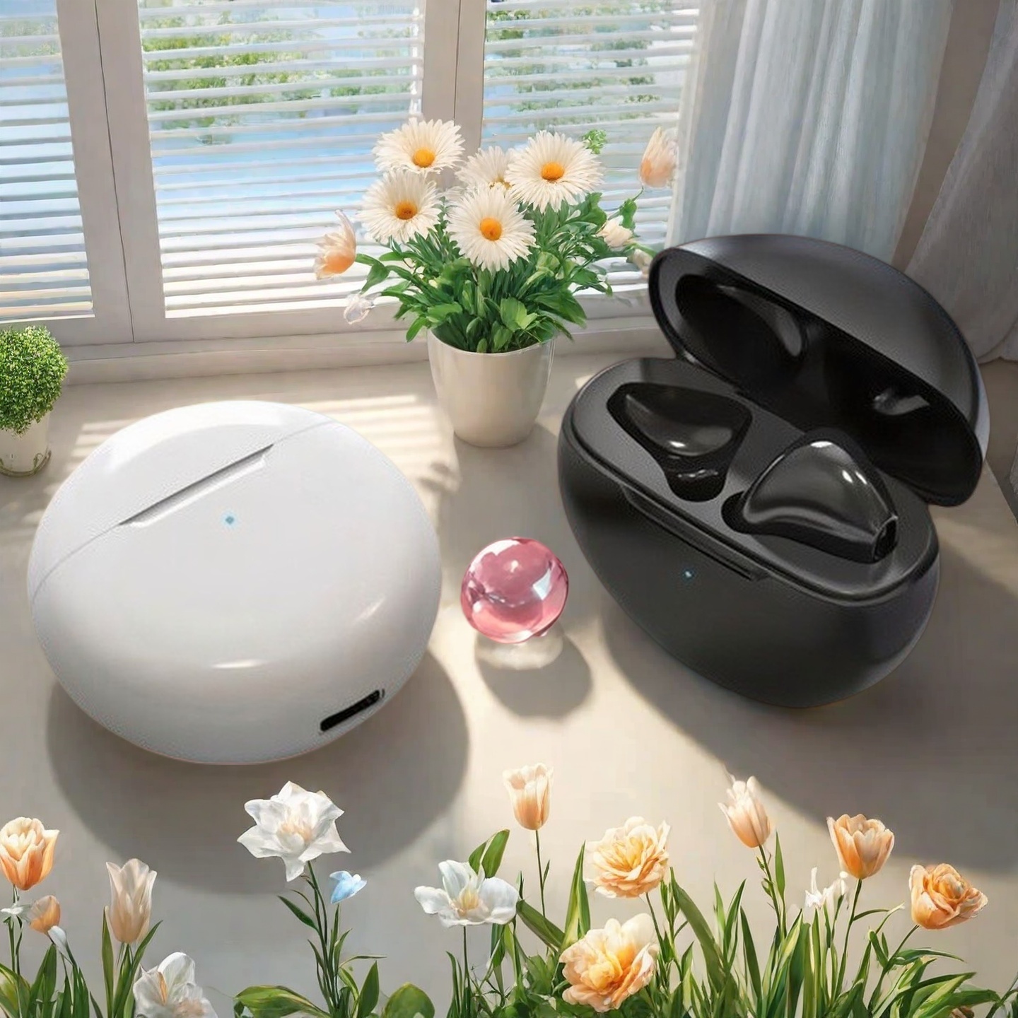 TWS Bluetooth Earphones Noise Cancelling Wireless Headset With Mic Pro Sports Bluetooth Earbuds white