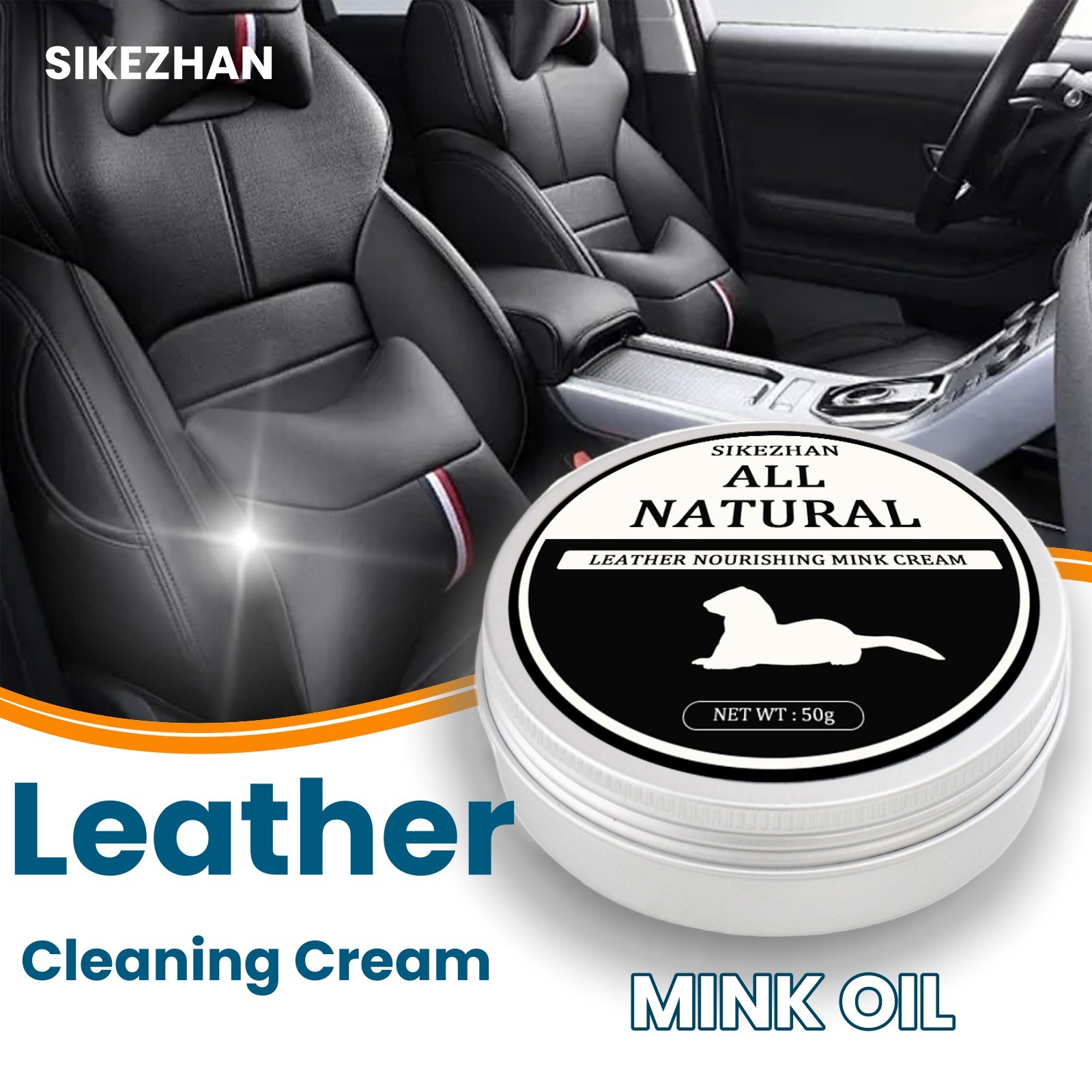 Leather Care & Restoration Cream For Seats Sofas & Car Interiors Mink Oil Leather Cleaner & Polisher 50 Ml