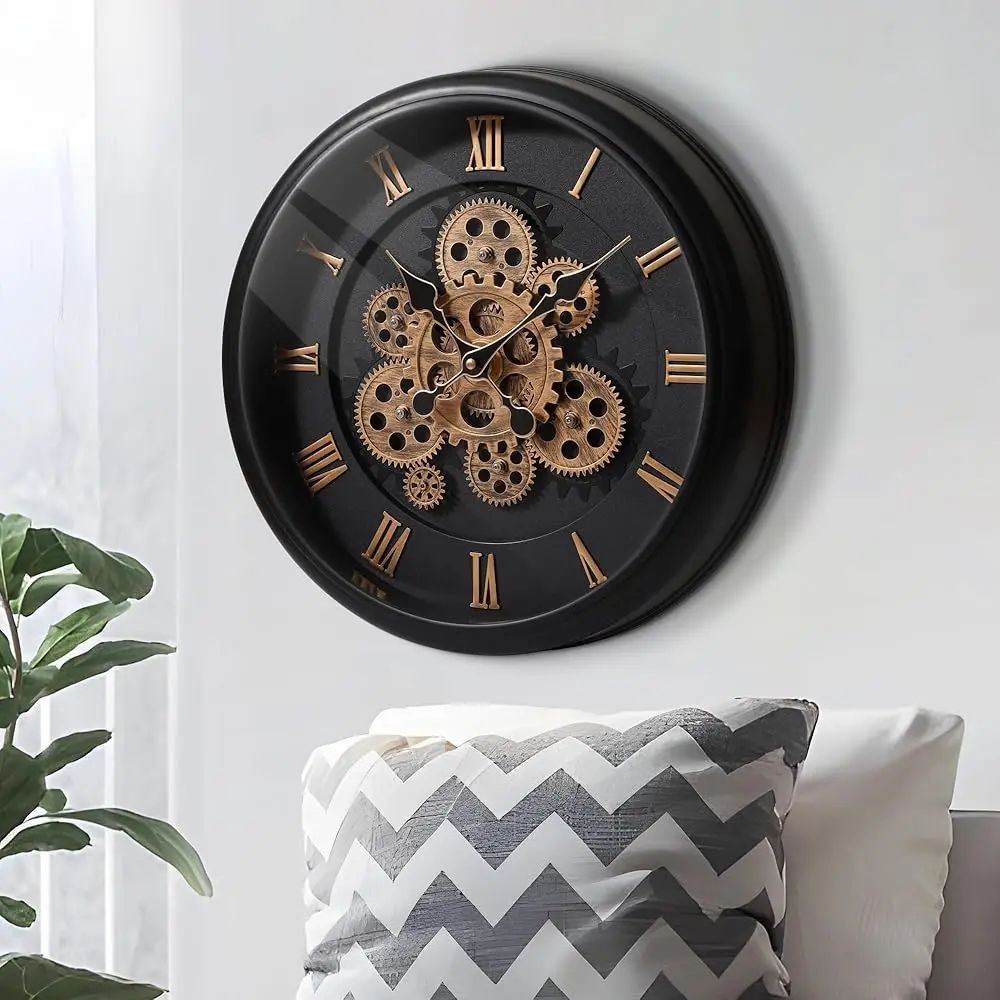 Industrial Moving Gear Wall Clock 16 Inch Battery Operated Industrial Moving Gear Wall Clock 16 Inch Battery Operated