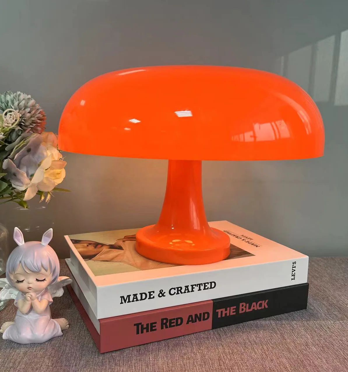 Minimalist Modern Orange Mushroom Table Lamp Danish Designer Style blackish Green