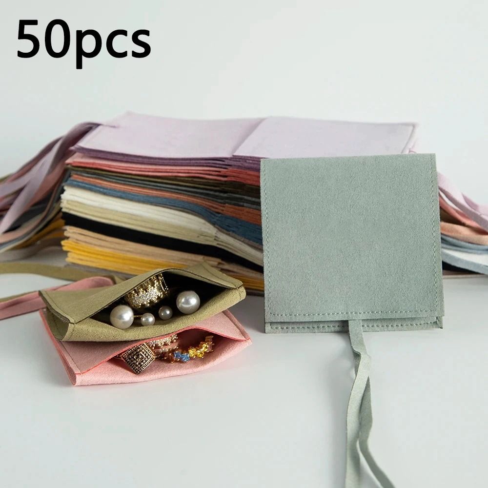 Microfiber Suede Jewelry Pouch High Performance Small Envelope Bag & Luxury Wedding Gift Bags white 50 Pcs 8 X 8 Cm