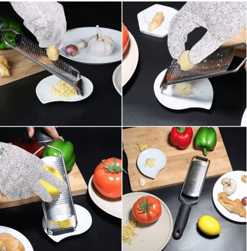 LMETJMA Stainless Steel Lemon Zester & Citrus Cheese Grater Handheld Kitchen Zester For Garlic, Ginger & Chocolate yellow B