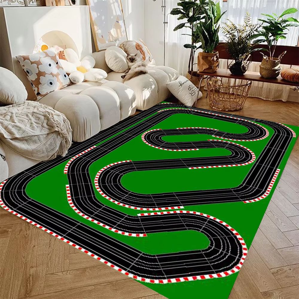 Interactive City Highway Play Mat | Non Slip Educational Floor Rug For Toy Cars village Roads 19.69x31.50in
