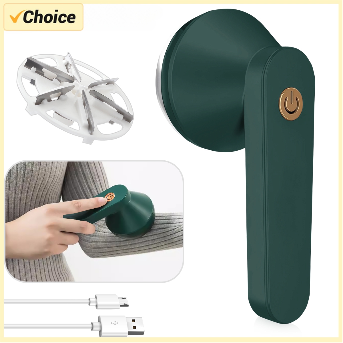 Portable Electric Lint Remover USB Charging Sweater Fuzz Hair Ball Fabric Trimmer Detachable Cleaner green