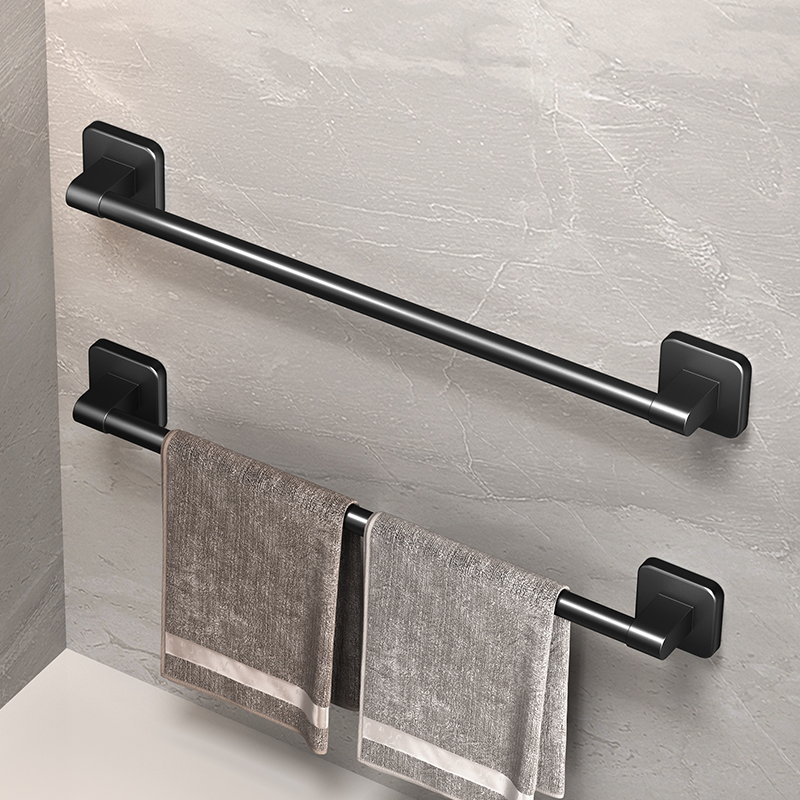 Self Adhesive Bathroom Towel Rack White & Black Towel Holder For Effortless Installation large