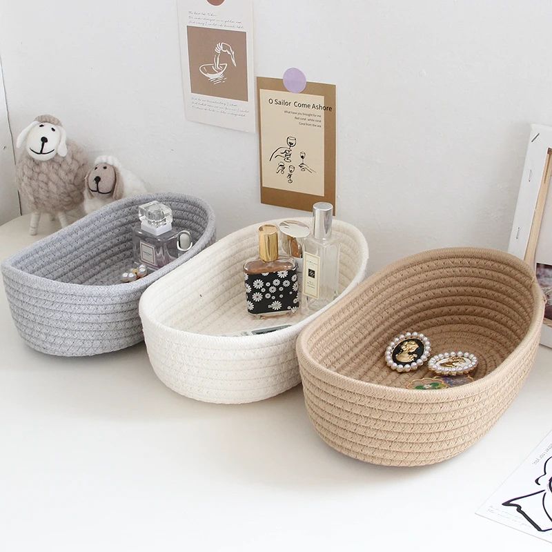 Woven Multifunctional Storage Basket Organizer grey l