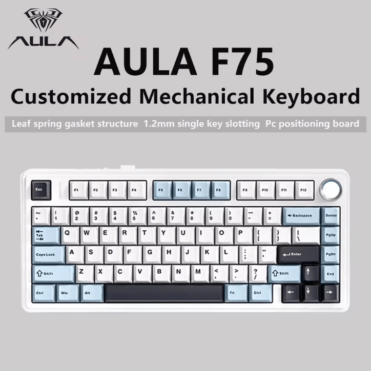 AULA F75 Wireless Mechanical Keyboard With Triple Mode Connection And RGB Lighting cedar Green gray Switch