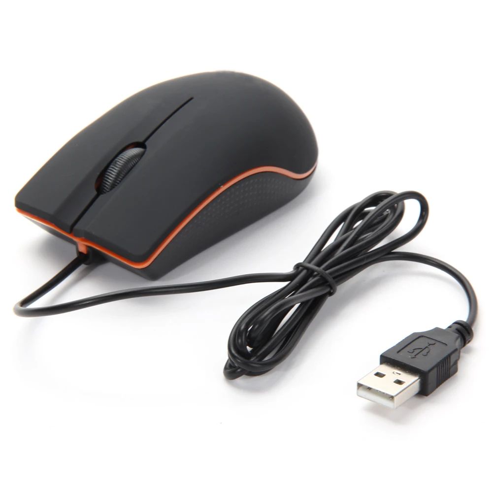 Ergonomic USB Wired Optical Mouse 1200 DPI For PC And Gaming black