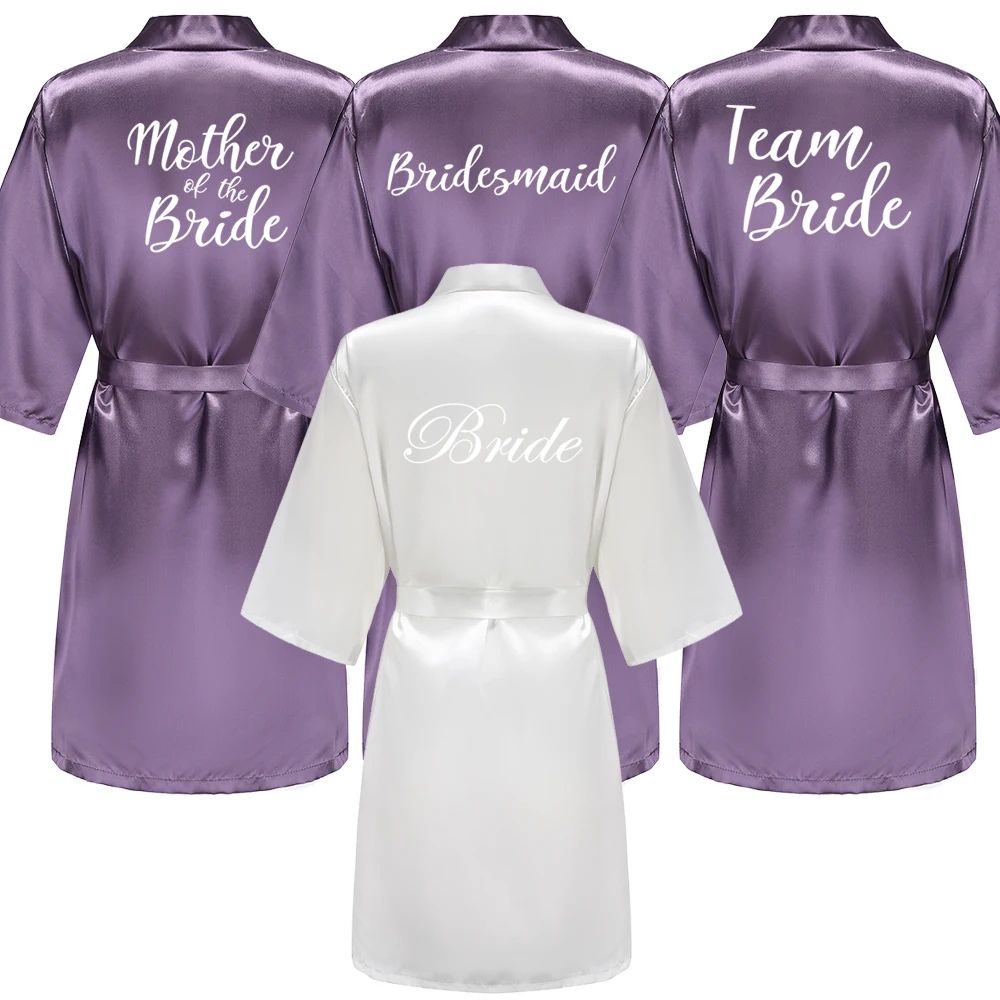 Elegant Satin Bridal Party Robe Short Silk Bridesmaid & Bride Getting Ready Robe n xxl