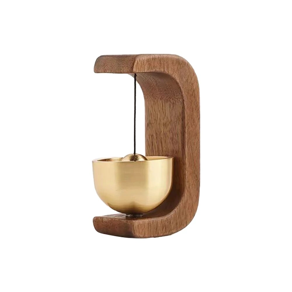 Dopamine Wind Bell Magnetic Inhalation Beech Wood & Copper Bell For Home, Car, Or Door Reminder walnut