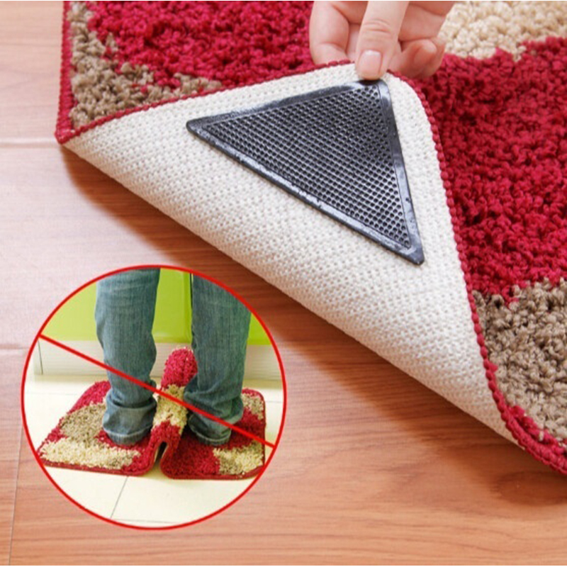 Washable Silicone Rug Grippers, Non Slip Corner Pads For Carpet & Floor Mat In Kitchen & Bathroom Washable Silicone Rug Grippers, Non Slip Corner Pads For Carpet & Floor Mat In Kitchen & Bathroom