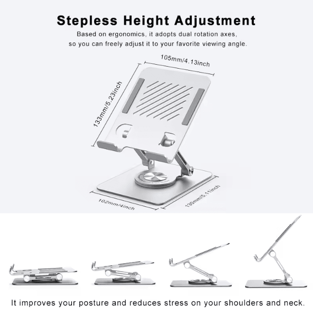 ST04 Aluminum 360 Rotating Portable Tablet Stand For Desk IPad And More black