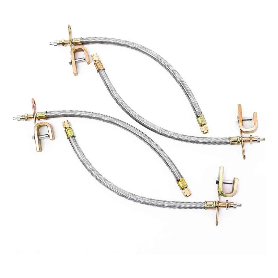 Braided Dual Tire Valve Stem Extension, Stainless Steel, For Trucks, RV, Trailers, Copper Nut Braided Dual Tire Valve Stem Extension, Stainless Steel, For Trucks, RV, Trailers, Copper Nut