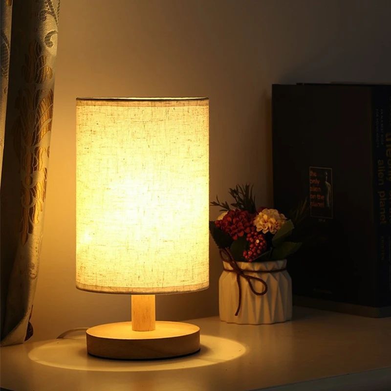 Chinese Style LED Table Lamp With Fabric Shade gray