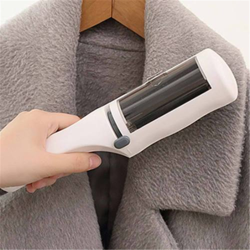 Clothing Dust Hair Removal Roller Cleaner, Portable Lint Sweeper For Home Travel white