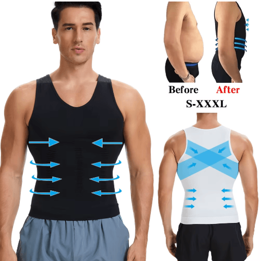 Compression Slimming V Neck Shapewear Tank Tummy Control Muscle Base Layer black 2xl