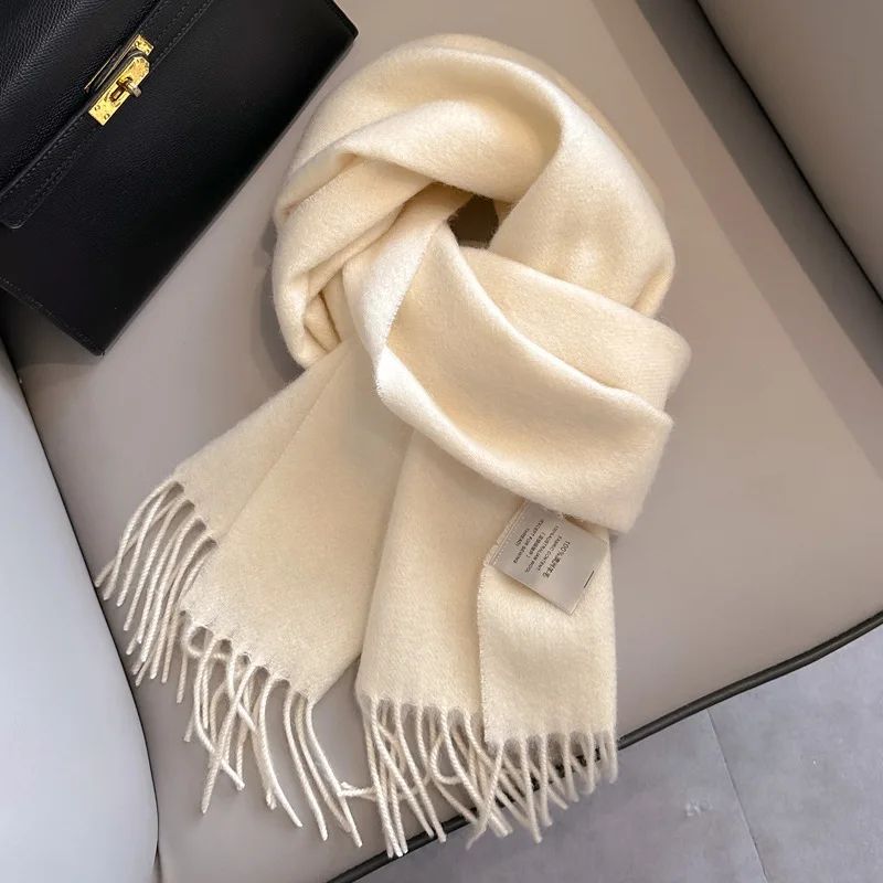 Premium 100% Wool Winter Narrow Scarf 28 Solid Colors Unisex Warm & Cold Proof Wrap 6