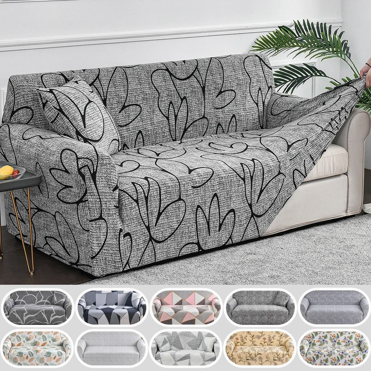 Floral Stretch Sofa Slipcover Elastic Spandex Couch Protector For Living Room Decor 06 2 Seaters 1 Pc