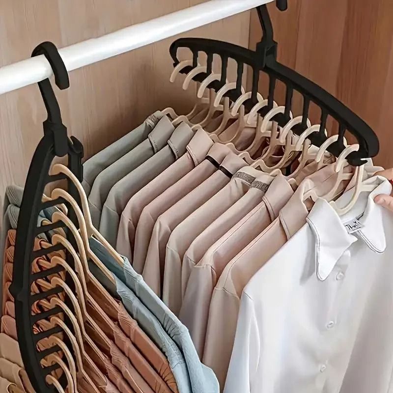 Folding Multi Hole Space Saving Clothes Hanger Organizer For Pants And Wardrobe Storage white 1 Pc
