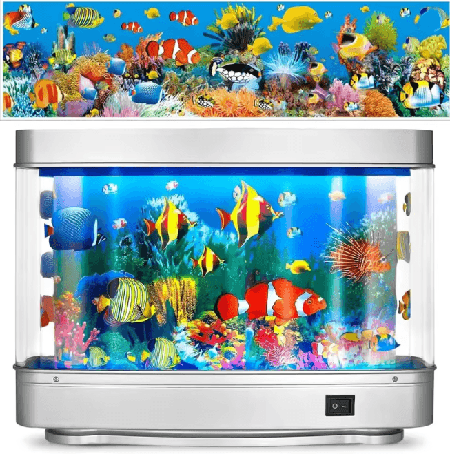 Ocean Aquarium Decorative Lamp Virtual Moving Fish Night Light us Plug