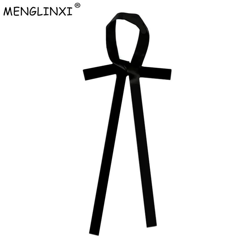 Luxury Solid Color Silk Skinny Scarf Designer Bag Handle Wrap & Hair Ribbon black