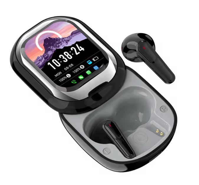 SE ONE Smart Touch Screen Wireless Earbuds With LED Display Case black