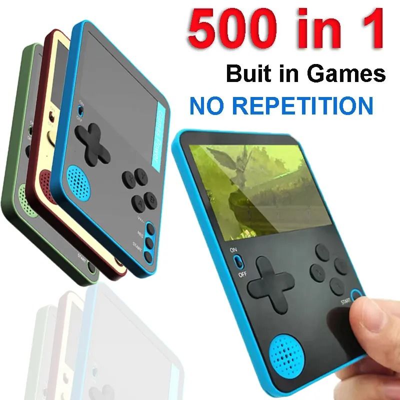 Retro Handheld Game Console With 500 Classic Games LCD Rechargeable green