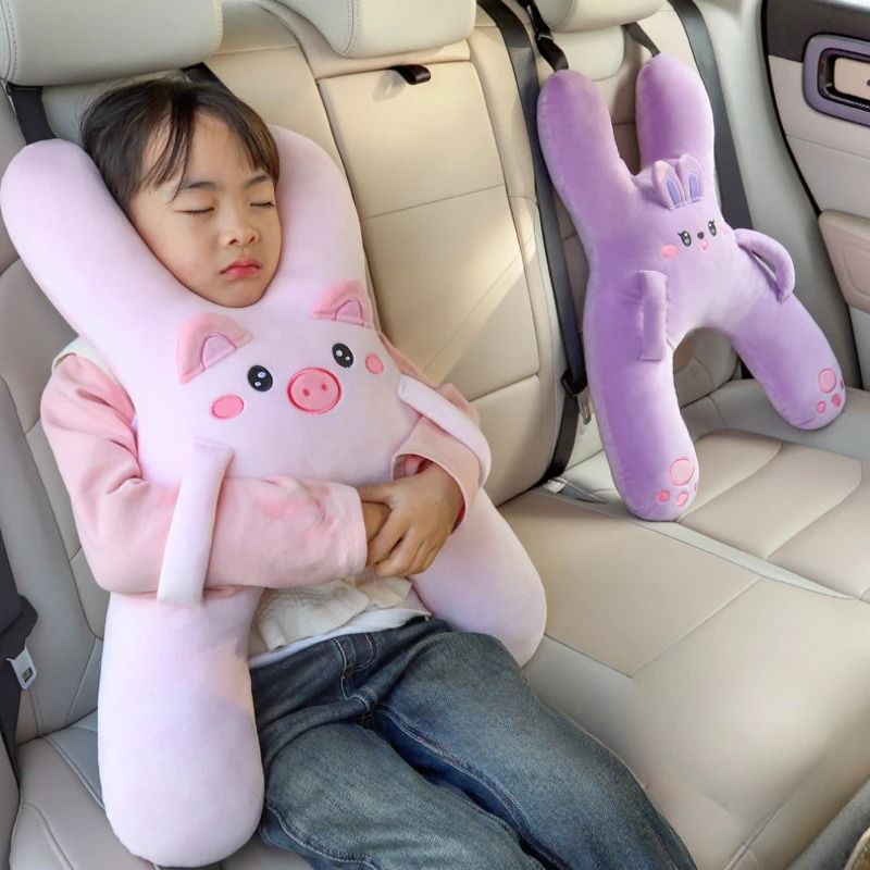 Kids Car Neck Pillow Safety Sleep Aid & Seat Belt Comfort Support For Long Distance Travel 2