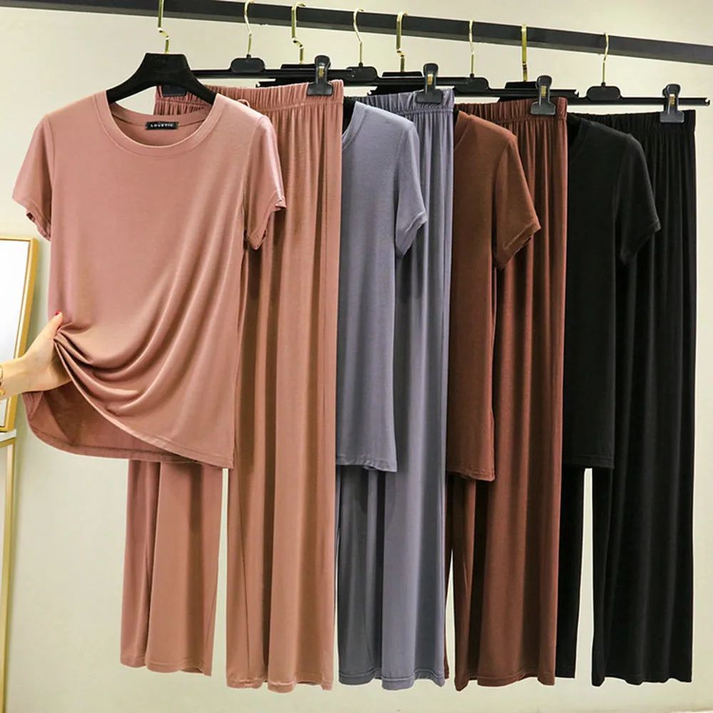 Summer Breeze Womens Modal Pajama Set Soft Womens Modal Pajama Set Lounge Sleepwear (M XXL) gray m