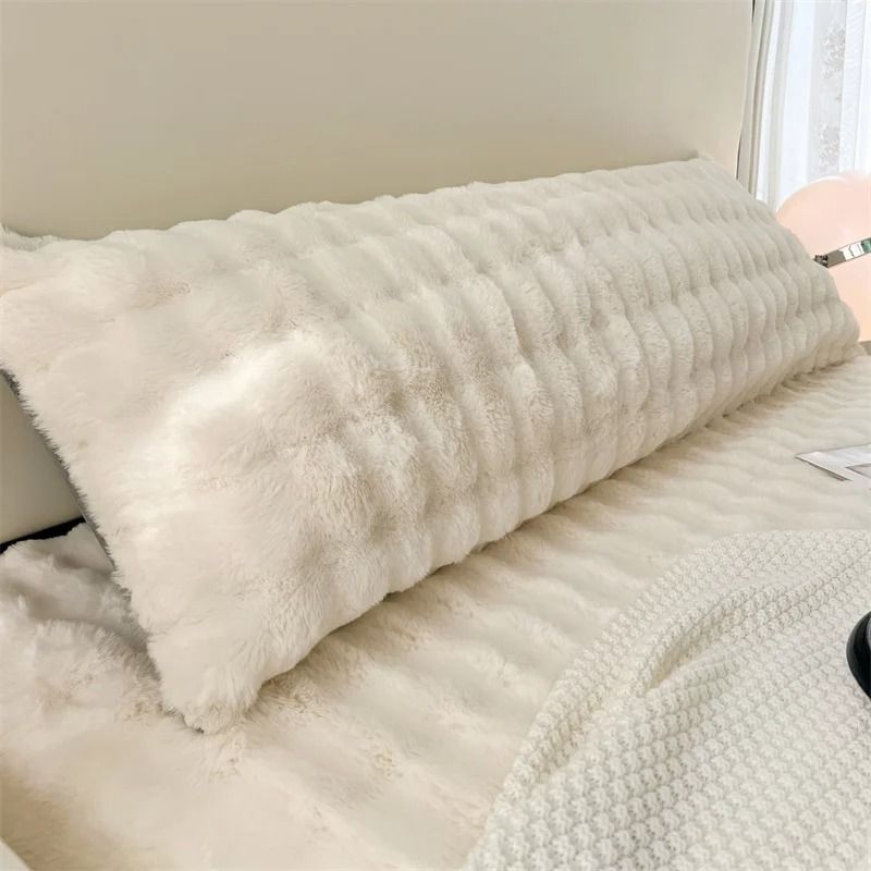 Solid Color Plush Long Pillowcase High Performance Soft Decorative Cover For Home & Bedroom Decor coffee 48 X 150 Cm