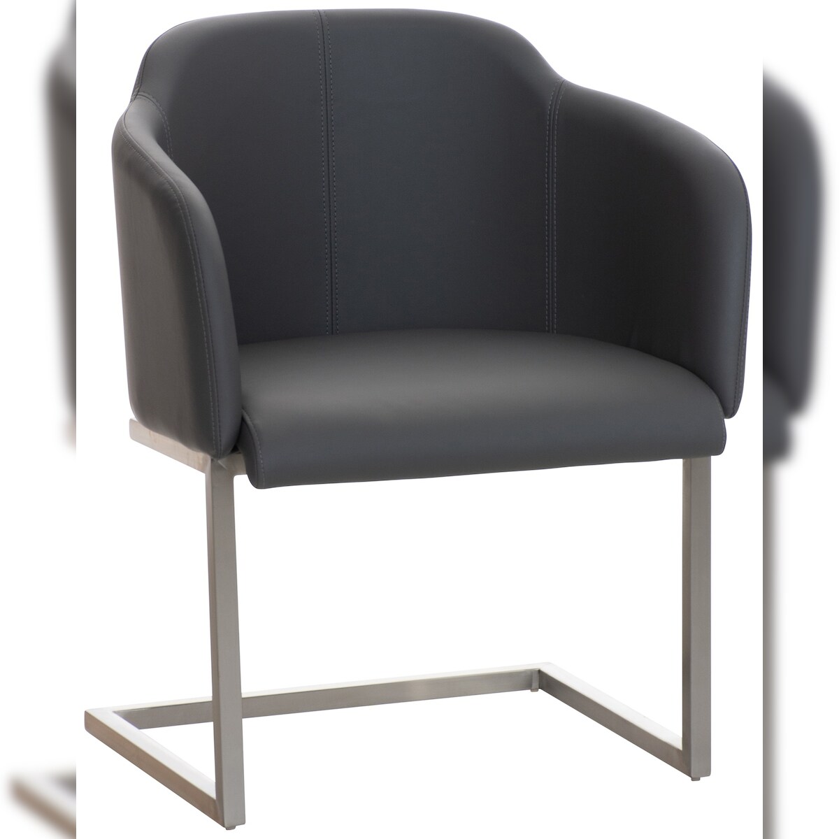 PROREGAL Besucherstuhl ZARAGOZA HxBxT 84x45x52cm Kunstleder Grau Konferenzstuhl Image