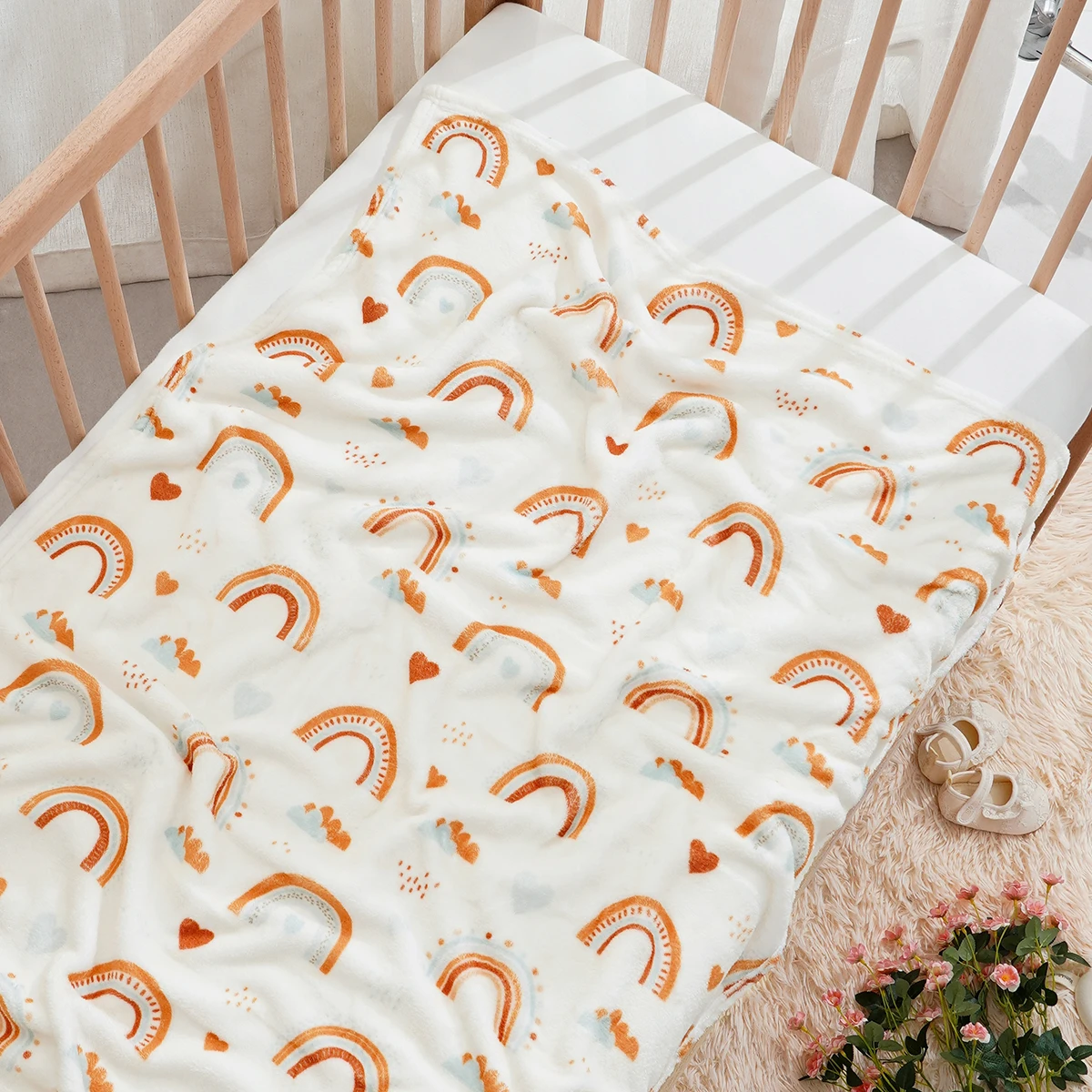 Elinfant 1-teilige Babydecke aus Flanell-Fleece, warme Steppdecke für Neugeborene, Bettwäsche, Baby-Wickeltuch, weiche Flanell-Bettdecke für Kinderwagen Image