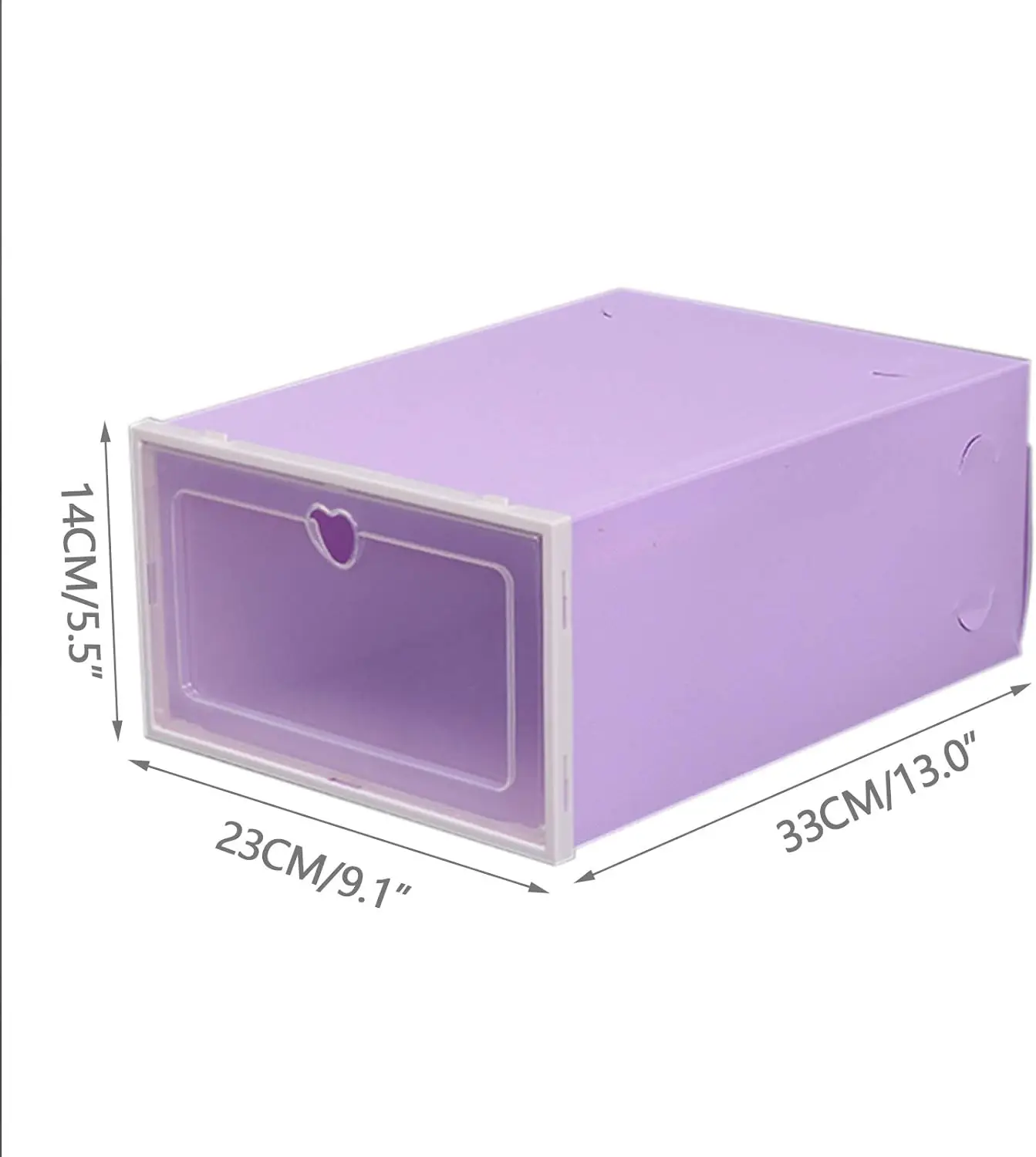 Schuhaufbewahrungsbox, 20 Stück, durchsichtiger, stapelbarer Schuhkarton aus Kunststoff, faltbare, passgenaue Schuh-Organizer-Behälter mit Deckel (lila)