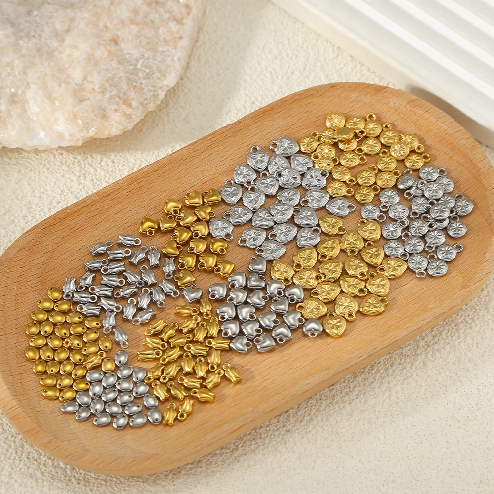 10 Stück Edelstahl Herz Modeschmuck Charms DIY Handwerk PVD Vakuumplatte Wasserdicht Antiallergisch Zubehör Image