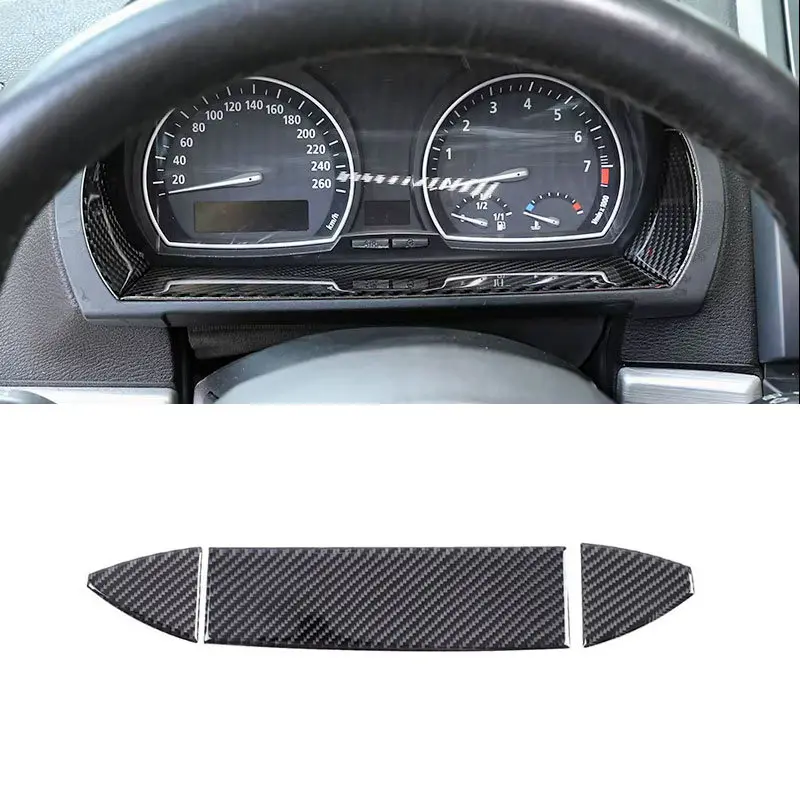 3 pezzi in fibra di carbonio/nero lucido per interni auto, copertura del pannello strumenti, accessori decorativi per BMW X3 E83 2006 2007 2008 2009 2010
