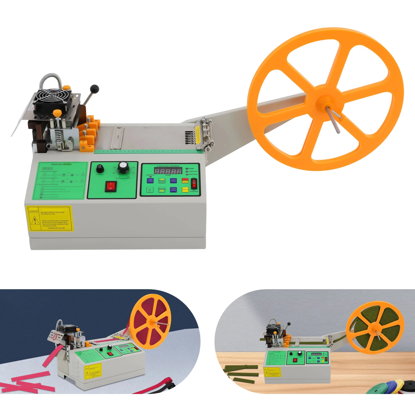 500 W Heiß- und Kaltbandschneidemaschine, Gürtelschneider mit LCD-Bildschirm, Breite 110 mm, für Leder, Kunststoff, Nylon, Gurtband, 220 V Image