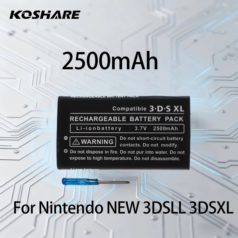 KOSHARE 3,7V 2000mAh Akku SPR-003 Wiederaufladbare Lithium-Batterien für Nintendo NEW 3DSLL 3DSXL Spielkonsole mit Schraubendreher T Image