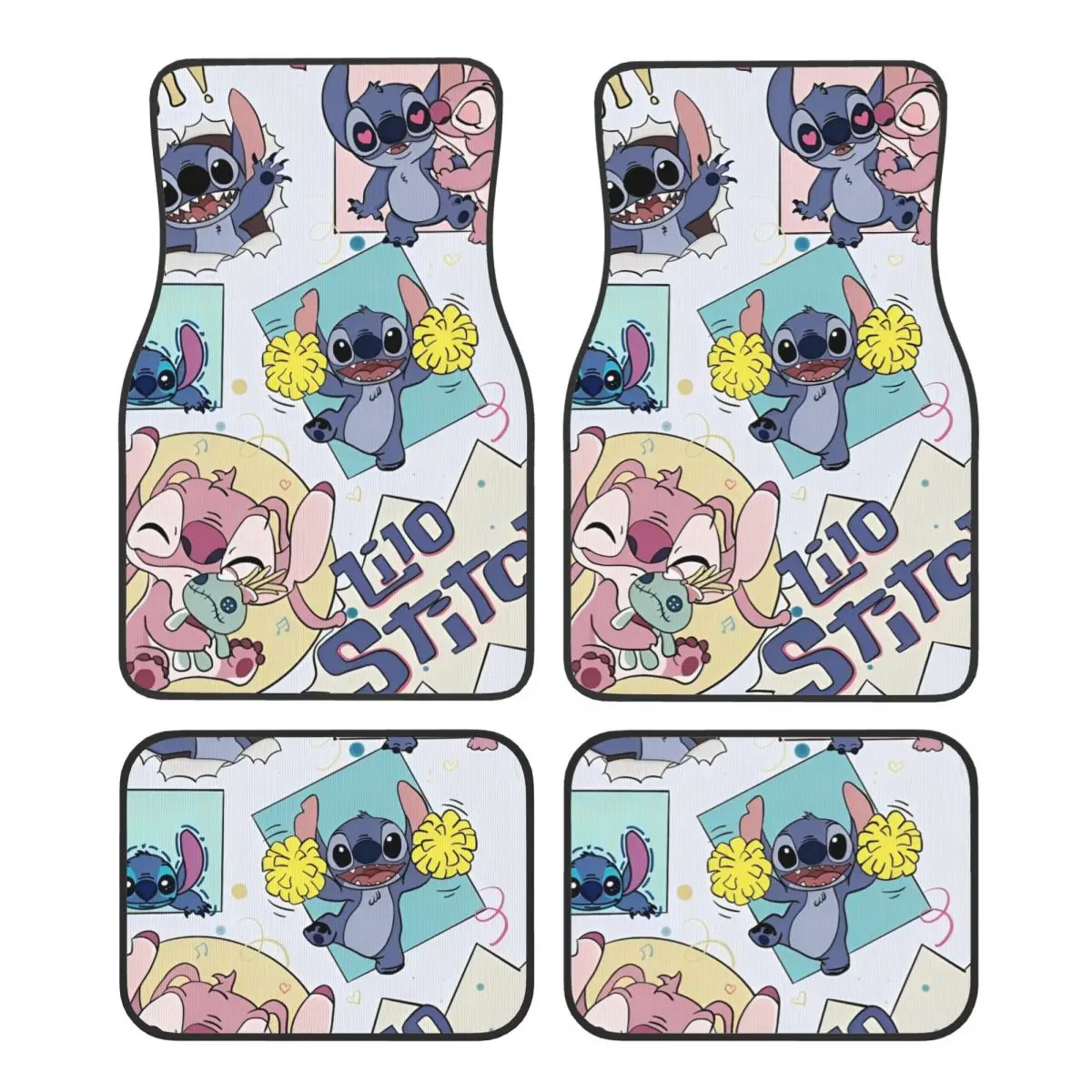 Stitch Auto-Fußmatten, Teppich, 4er-Set, rutschfeste, universelle Kfz-Fußmatte, passend für Limousinen, Autos