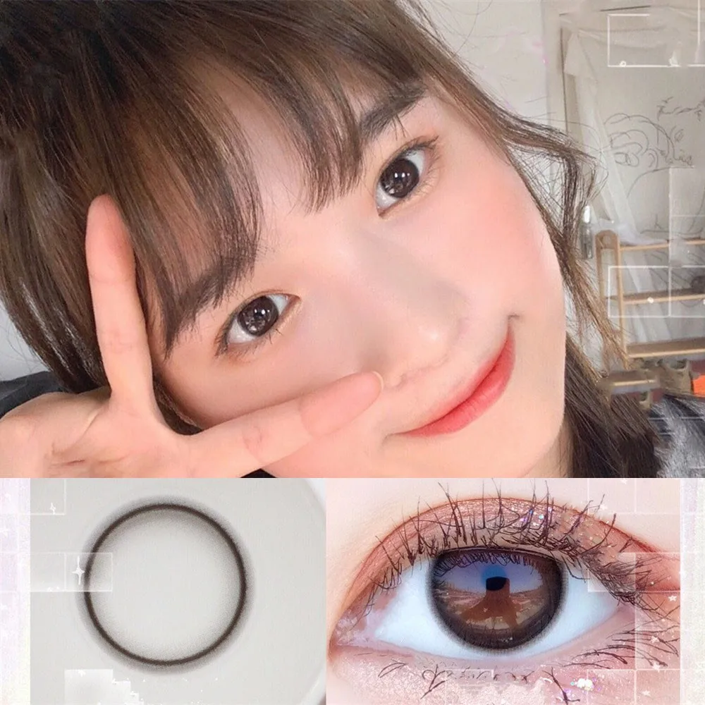 Morningcon Manga farbige Kontaktlinsen, 1 Paar Mini-Myopie-Linsen, 0-800 Dioptrien, jährliches Halloween-Myopie-Modell Image